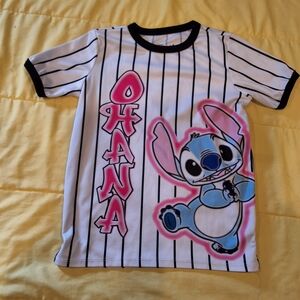 Disney Stitch Black and White Striped Shirt